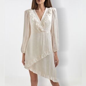 NWT BcbgMaxazria Wrap Ruffle long sleeve mini dress 2‎